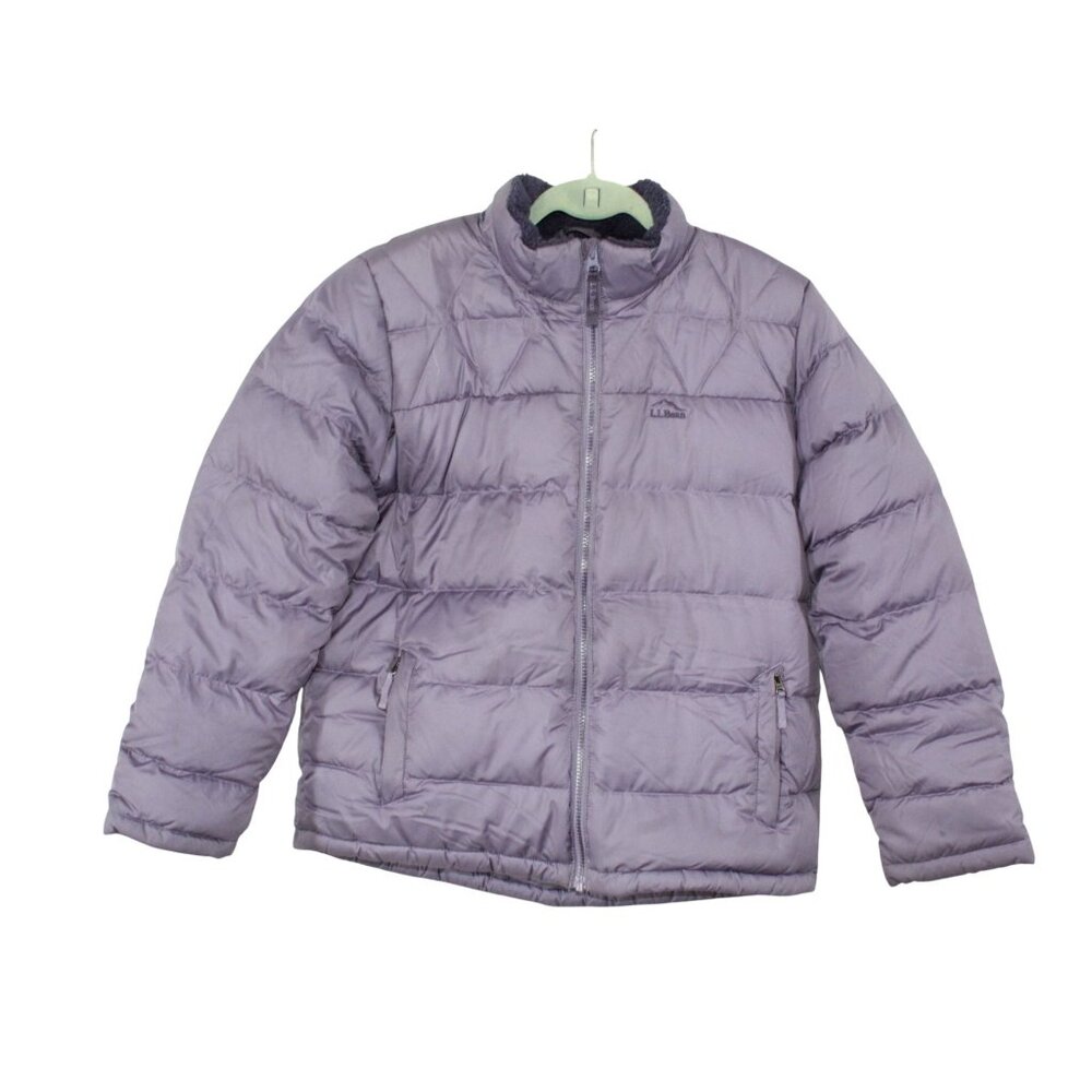 LL Bean Kids Purple Fleece Lined DownTek Puffer Jacket Size XL Naturecore Retro
